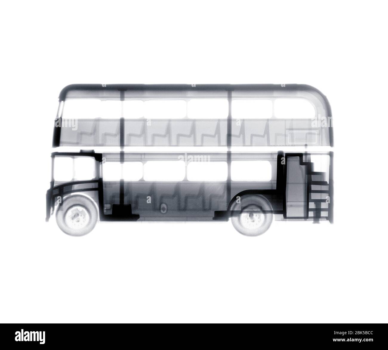 Autobus giocattolo a due piani, raggi X. Foto Stock