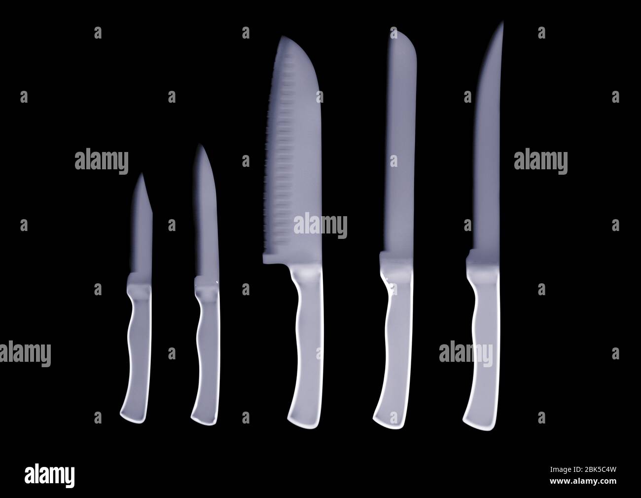Fila di coltelli, raggi X. Foto Stock