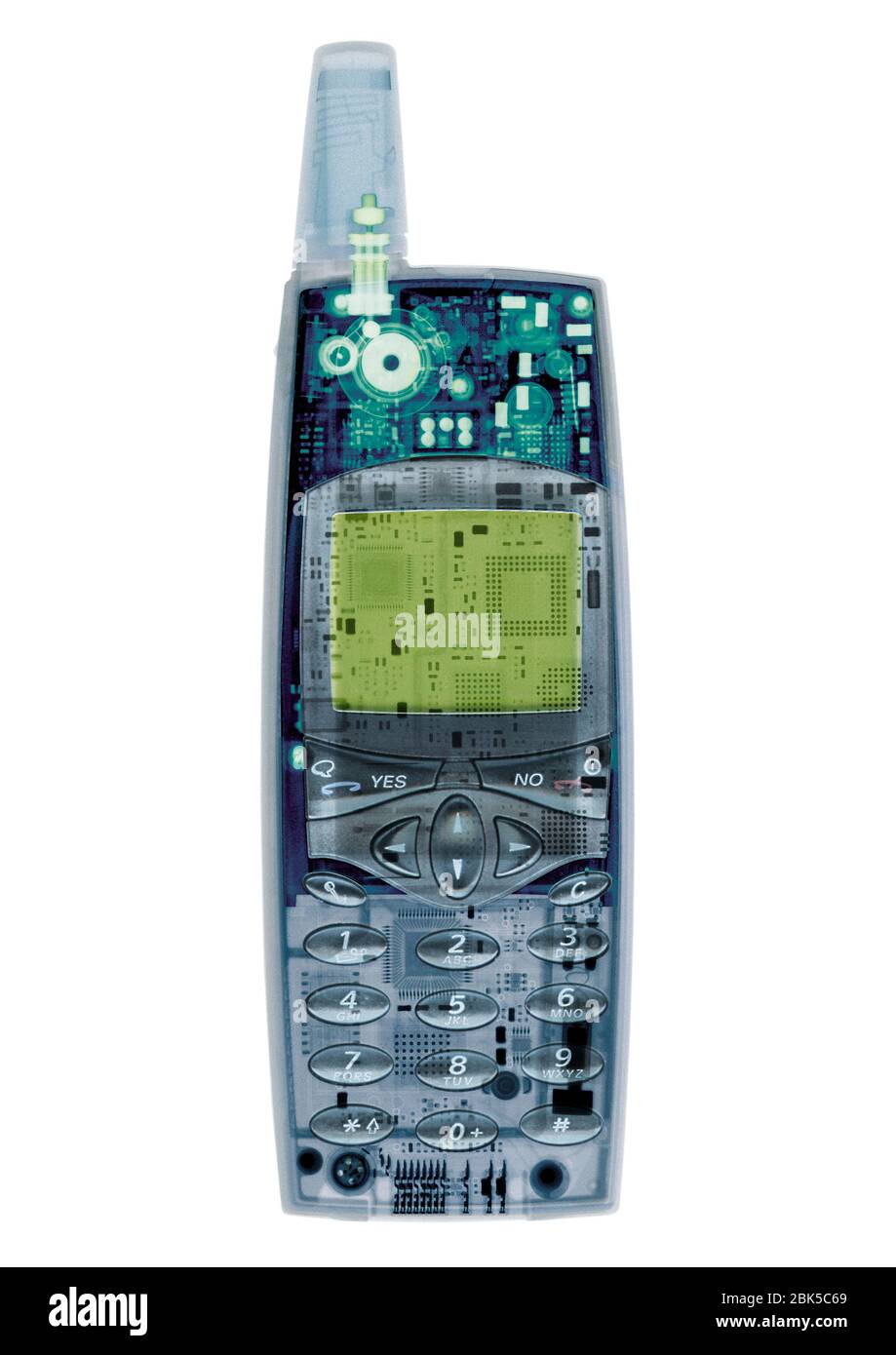 Telefono cellulare, colorato di raggi x. Foto Stock