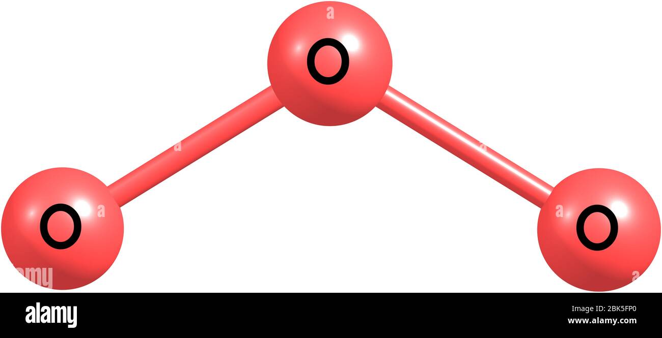 L'ozono o il triossigeno, è una molecola inorganica con formula chimica O3. Si tratta di un gas blu chiaro con un odore distintamente pungente Foto Stock