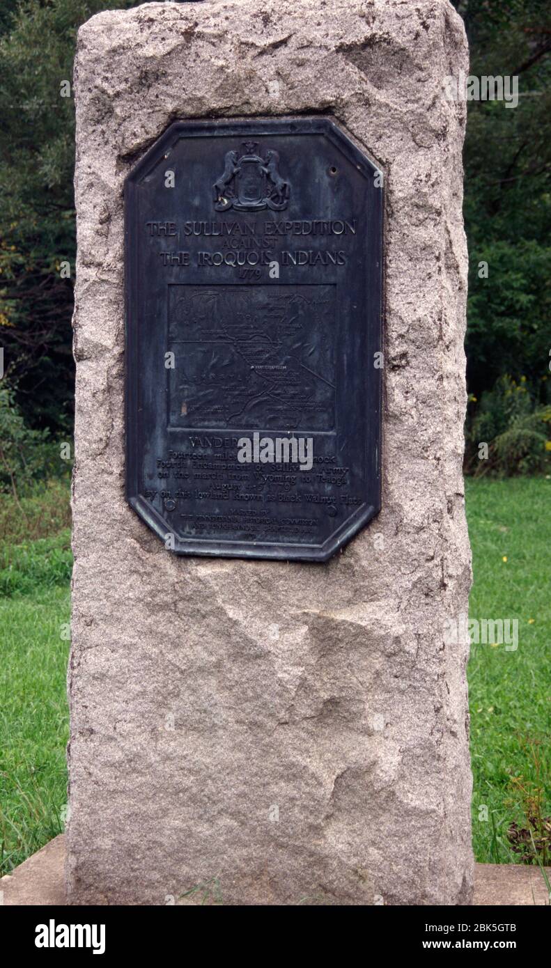 Sullivan Expedition Historical Marker al largo degli Stati Uniti 6, Wyoming County, Pennsylvania Foto Stock