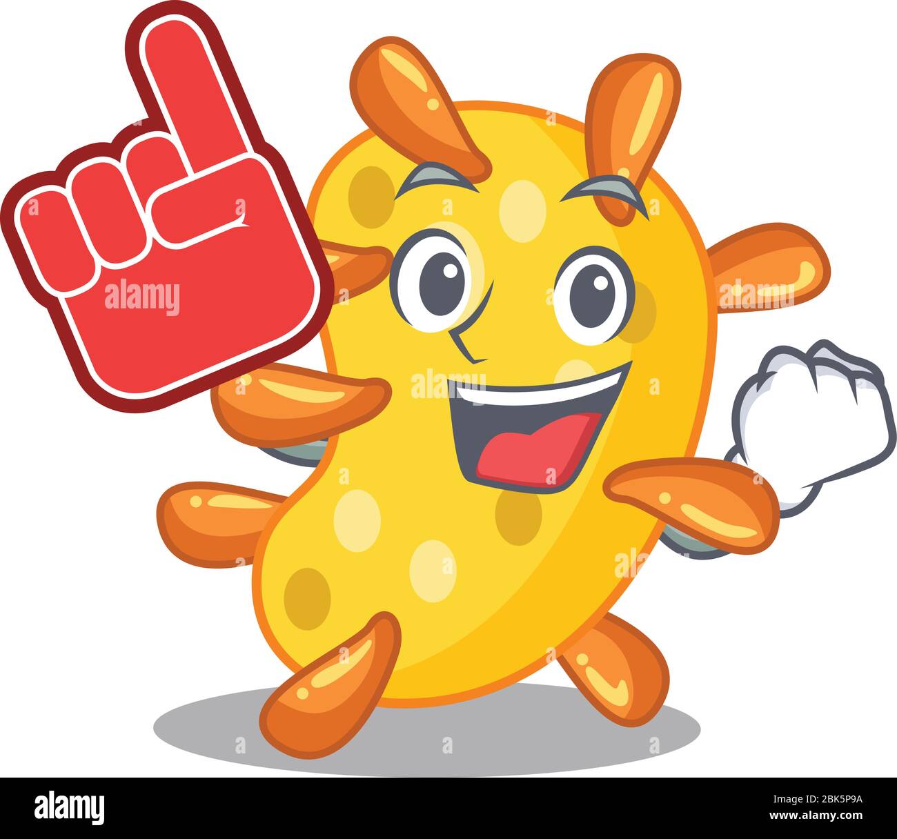 Vibrio presentato in cartoon carattere con dito in schiuma Illustrazione Vettoriale