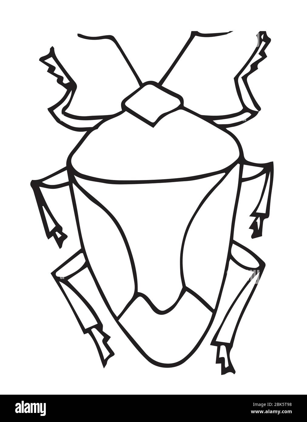 vettore contorno insetti, icona. Pagina da colorare per bambini. Esotico bug collection.Hand disegnato doodle stile, isolato su sfondo bianco. Illustrazione Vettoriale