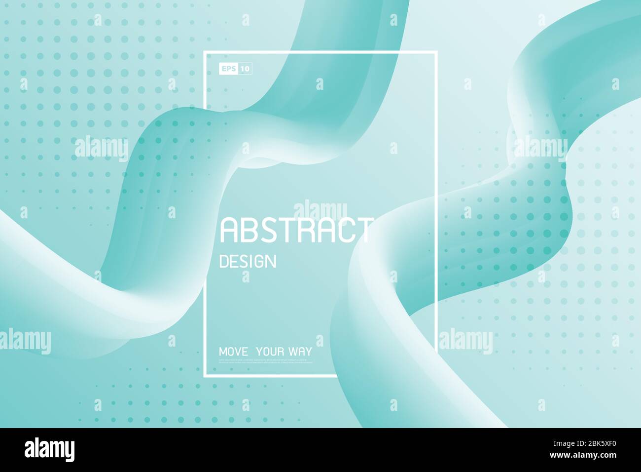 Disegno astratto blu con linea fluida ondulata e menta con sfondo di design a mezzitoni. Da utilizzare per annunci, poster, illustrazioni, modelli, stampa. Illustrazione Illustrazione Vettoriale