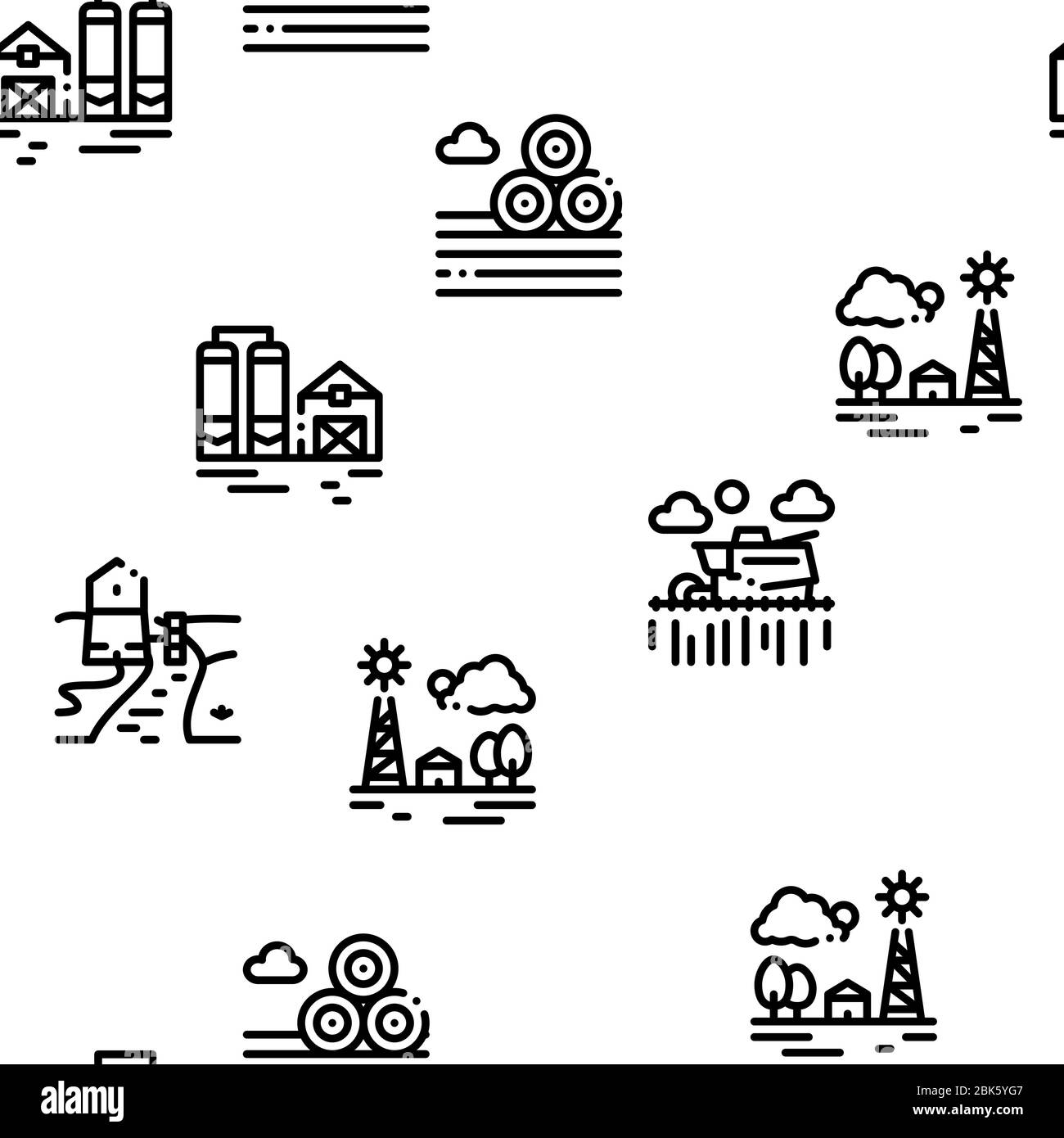 Vettore modello senza giunture per l'agricoltura del paesaggio Illustrazione Vettoriale