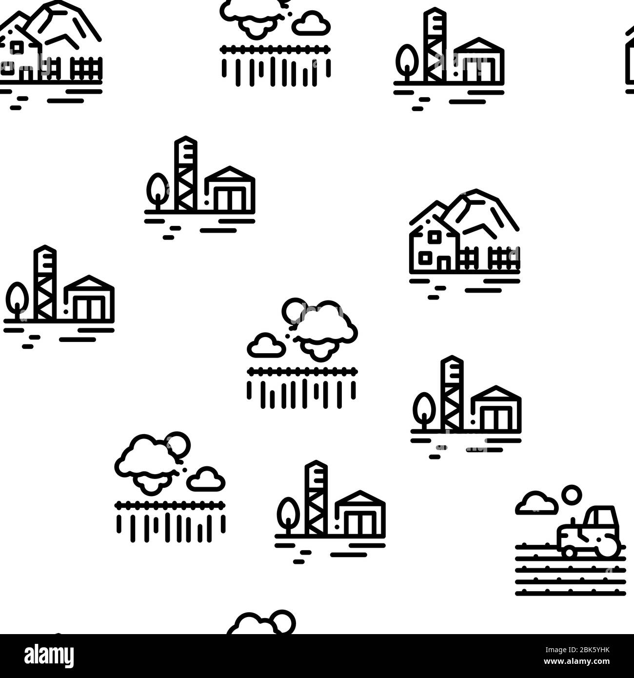 Vettore modello senza giunture per l'agricoltura del paesaggio Illustrazione Vettoriale