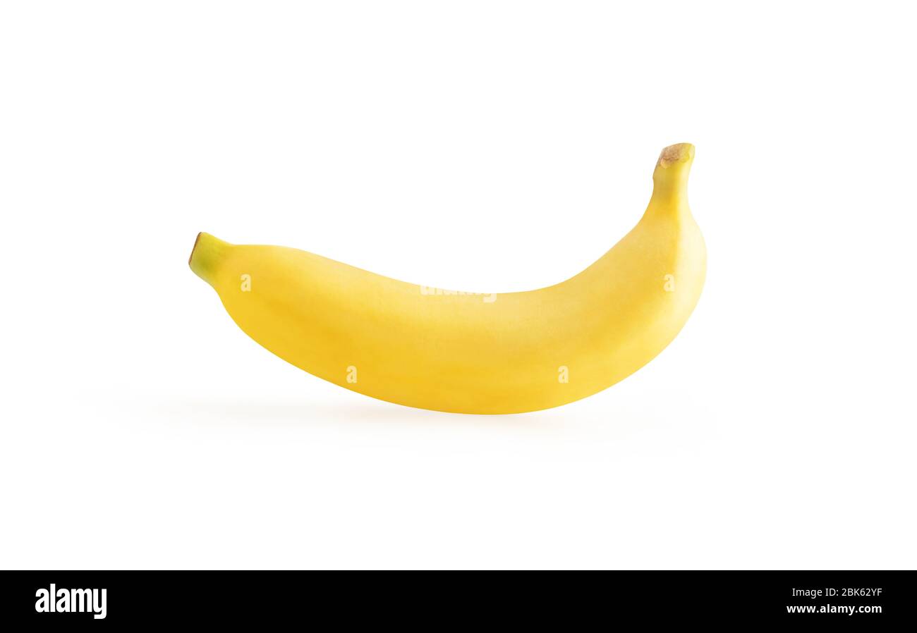 Banana matura isolata su sfondo bianco con tracciati di ritaglio Foto Stock