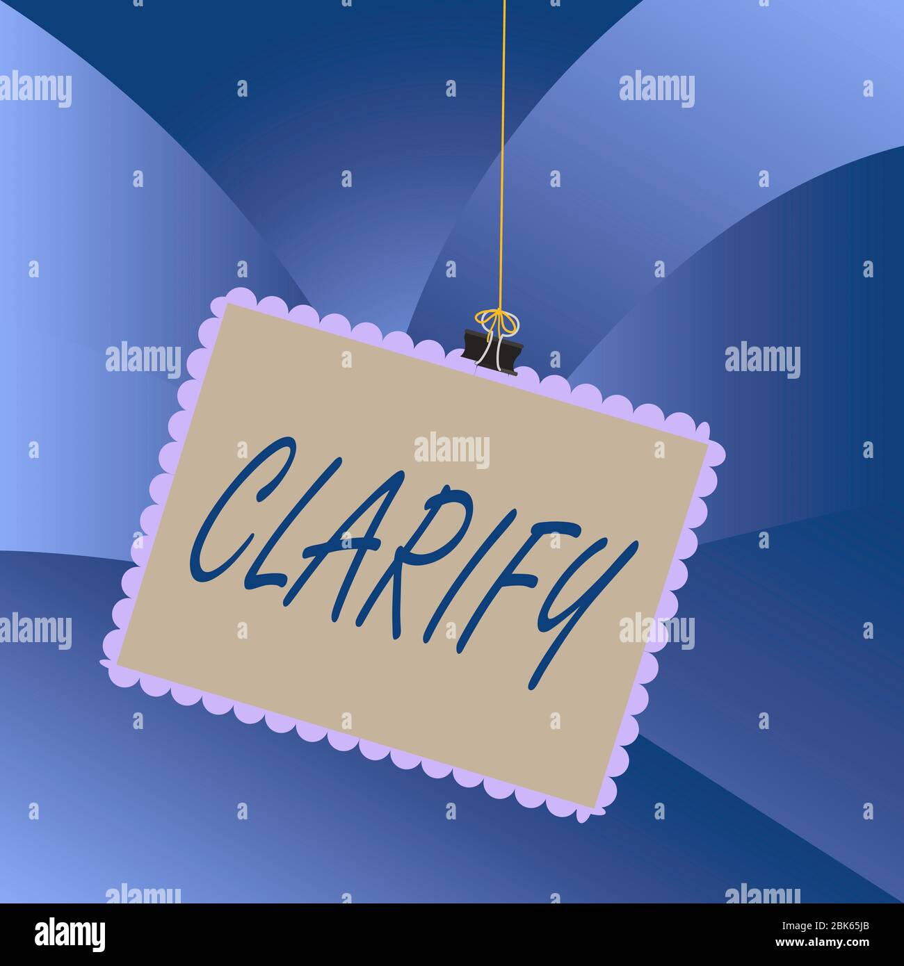 Testo di scrittura chiarisce. Foto concettuale fare una dichiarazione o situazione meno confusa e più comprensibile Stamp bloccato rilegatore clip di carta piazza Foto Stock