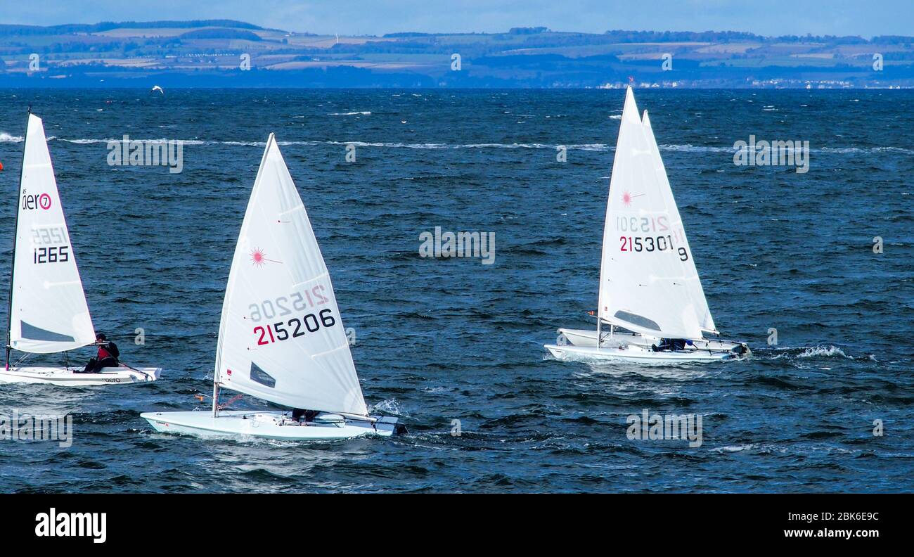 Vela Dinghy Racing, East Lothian Yacht Club, North Berwick Foto Stock