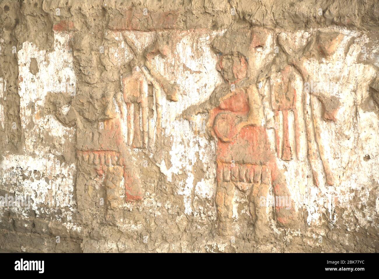 Dettagli del tempio del sole e della luna a Trujillo Foto Stock