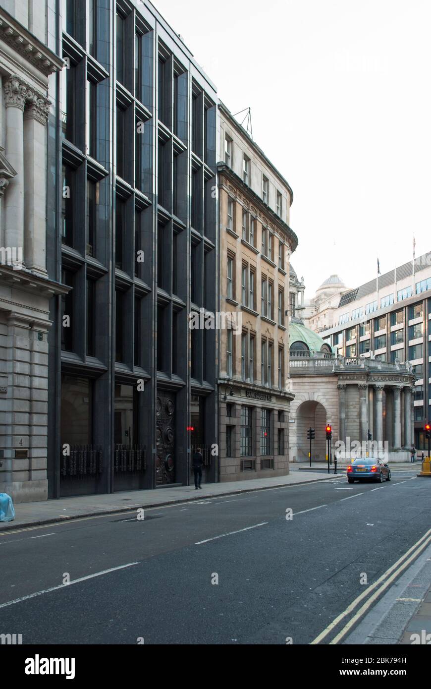 Architettura anni '70 Granite Grey Brown Facade Elevation Brown Shipley & Co, Founders Court, Lothbury, Londra, EC2R di Fitzroy Robinson & Partners Foto Stock