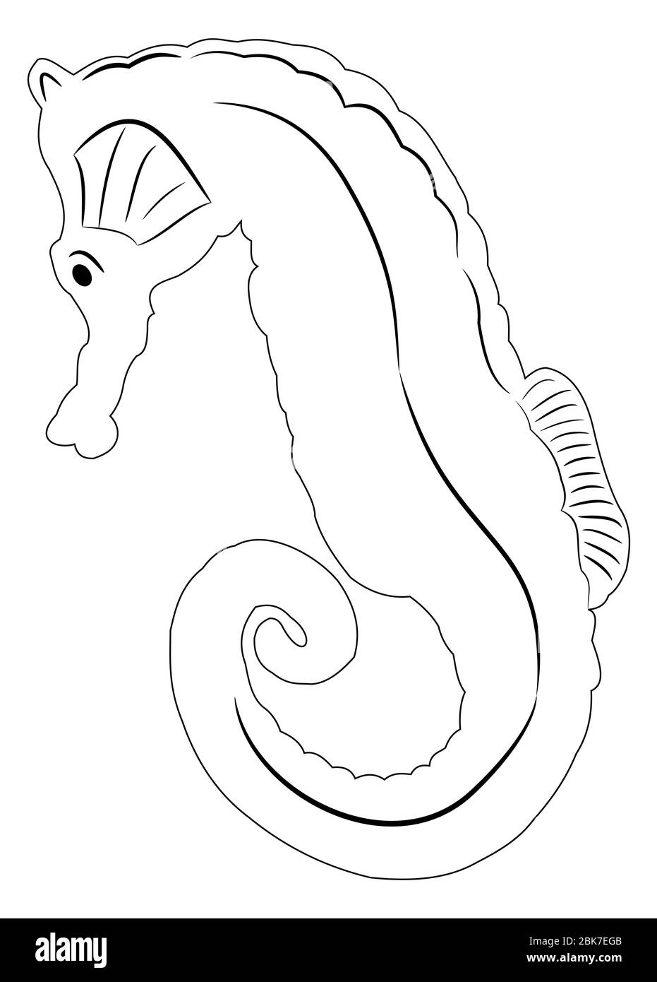 Illustrazione di cavallo di mare con linee chiare pronte per essere colorate e utilizzate per alcuni disegni Foto Stock