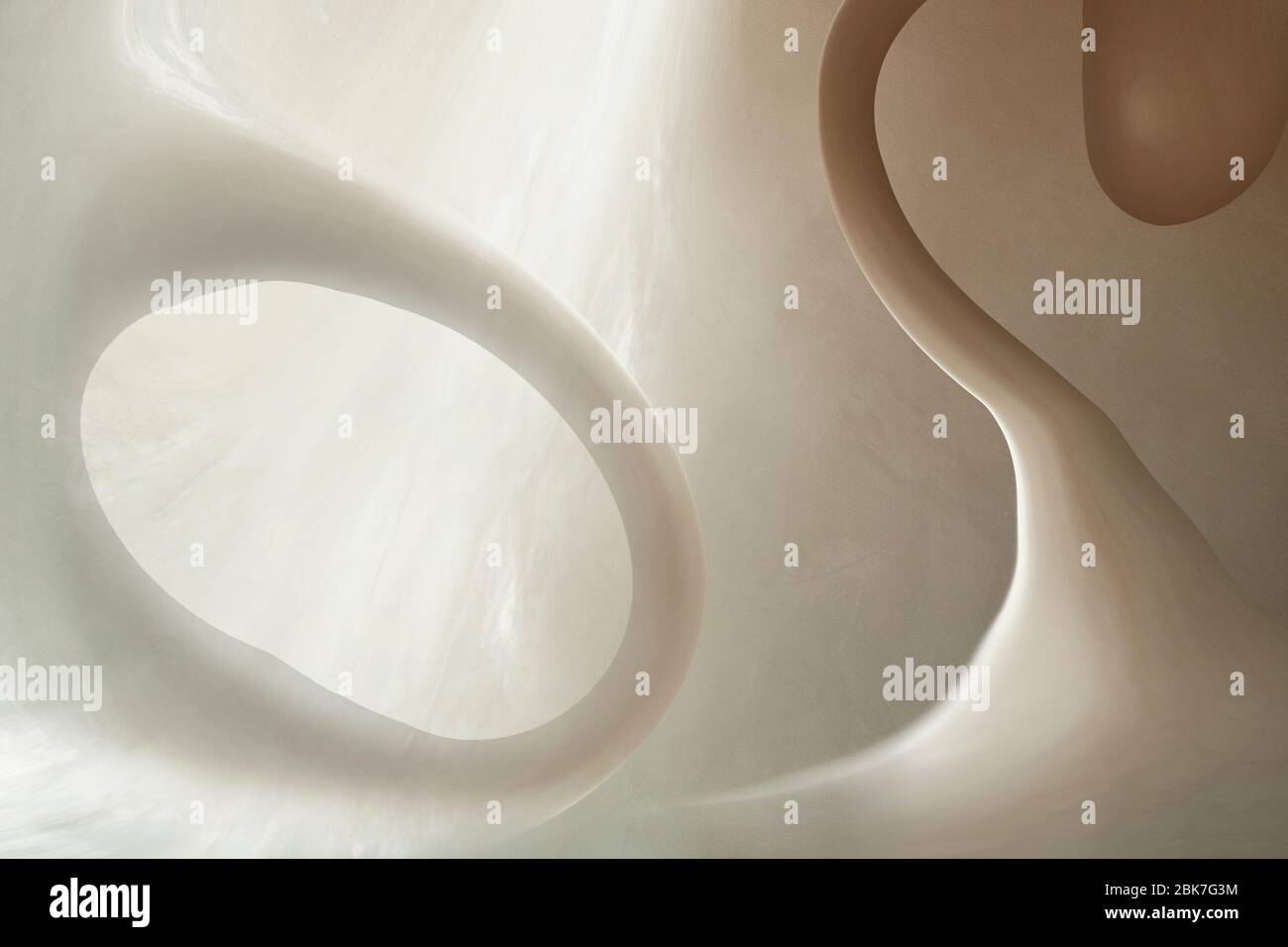 forme organiche in camera bianca futuristica Foto Stock