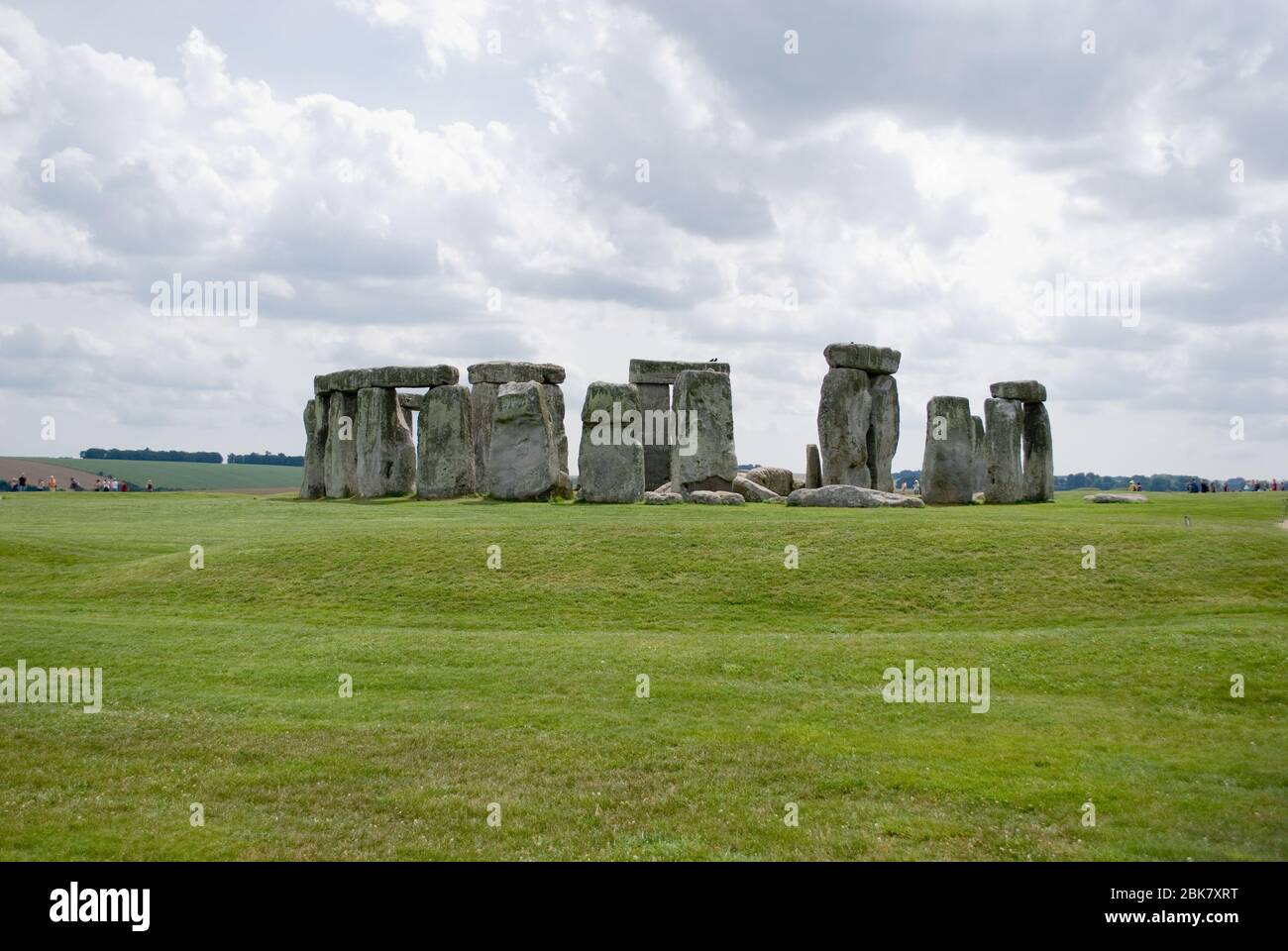 Cerchio di pietra di culto Sarsen pietra blu Stonehenge, Wiltshire Landscape Foto Stock