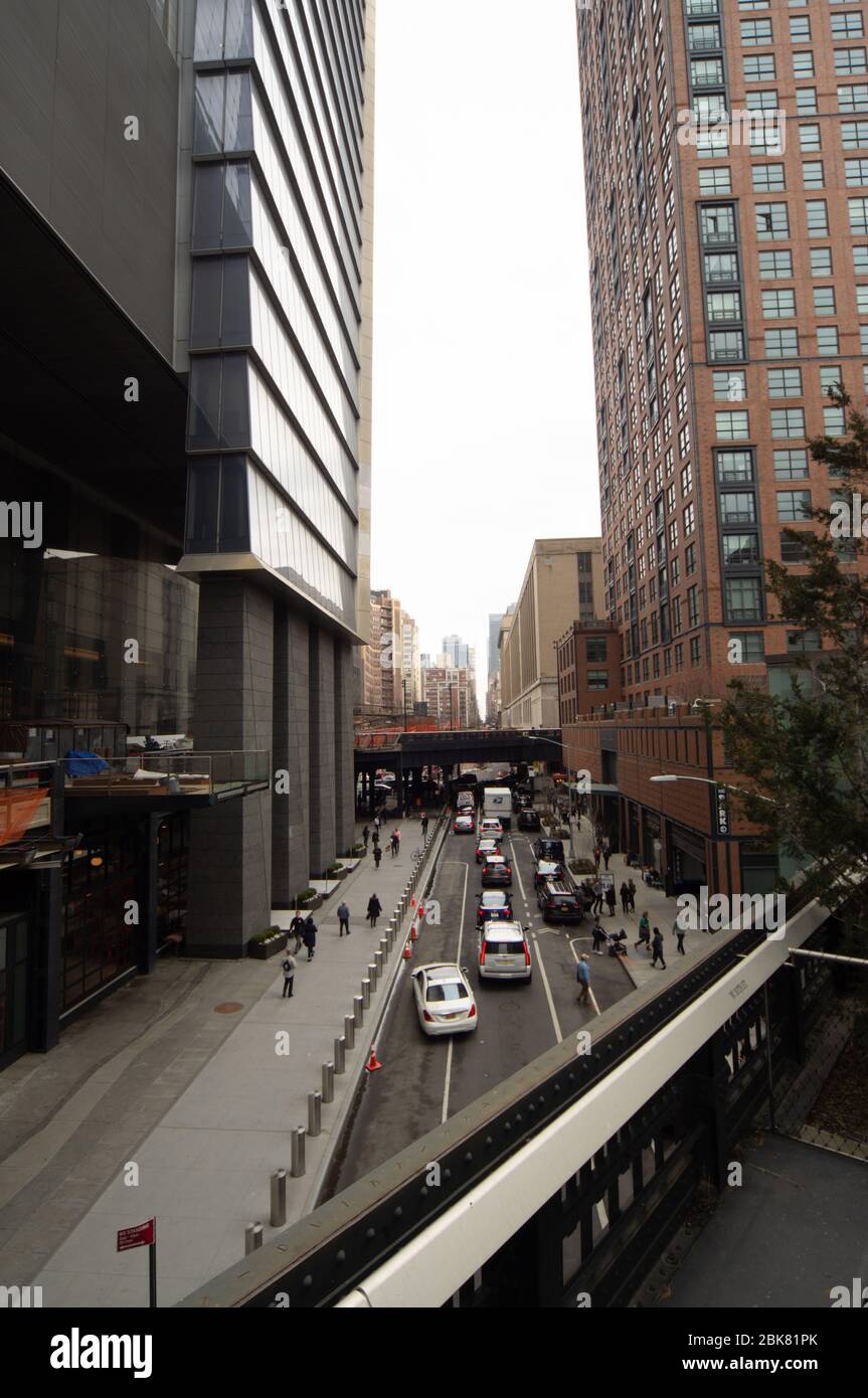 New York City Streets from the High Line, New York USA North America, Foto Stock