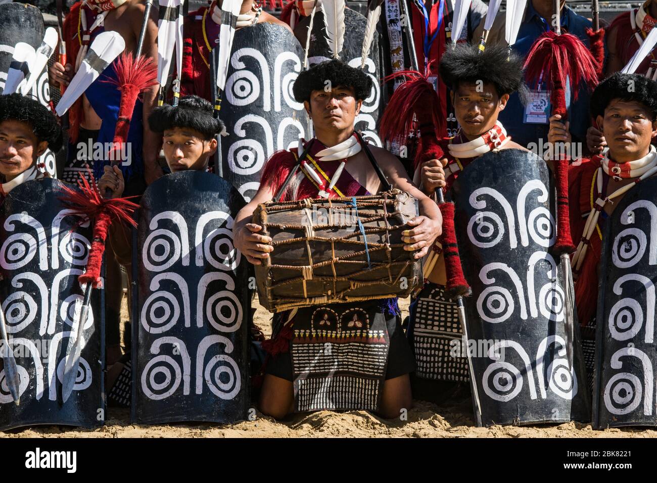 Guerrieri di Naga al Festival di Hornbill Foto Stock