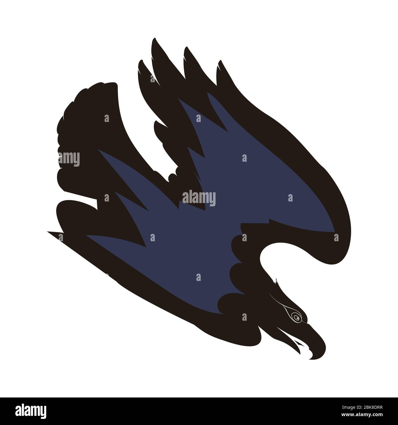 Black Chested Eagle rond attacco su sfondo bianco Illustrazione Vettoriale