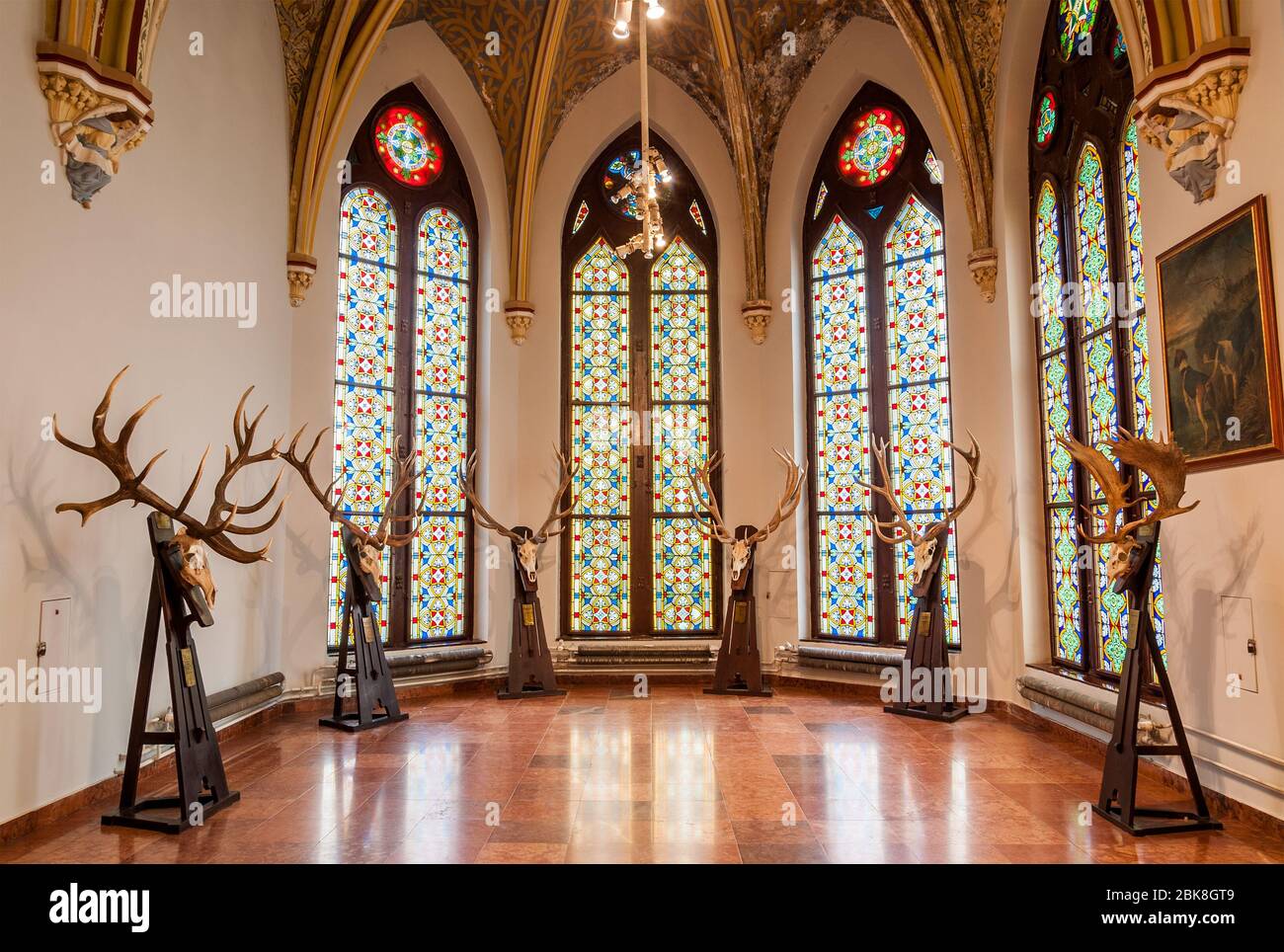 L'interno del castello Vajdahunyad a Budapest Foto Stock