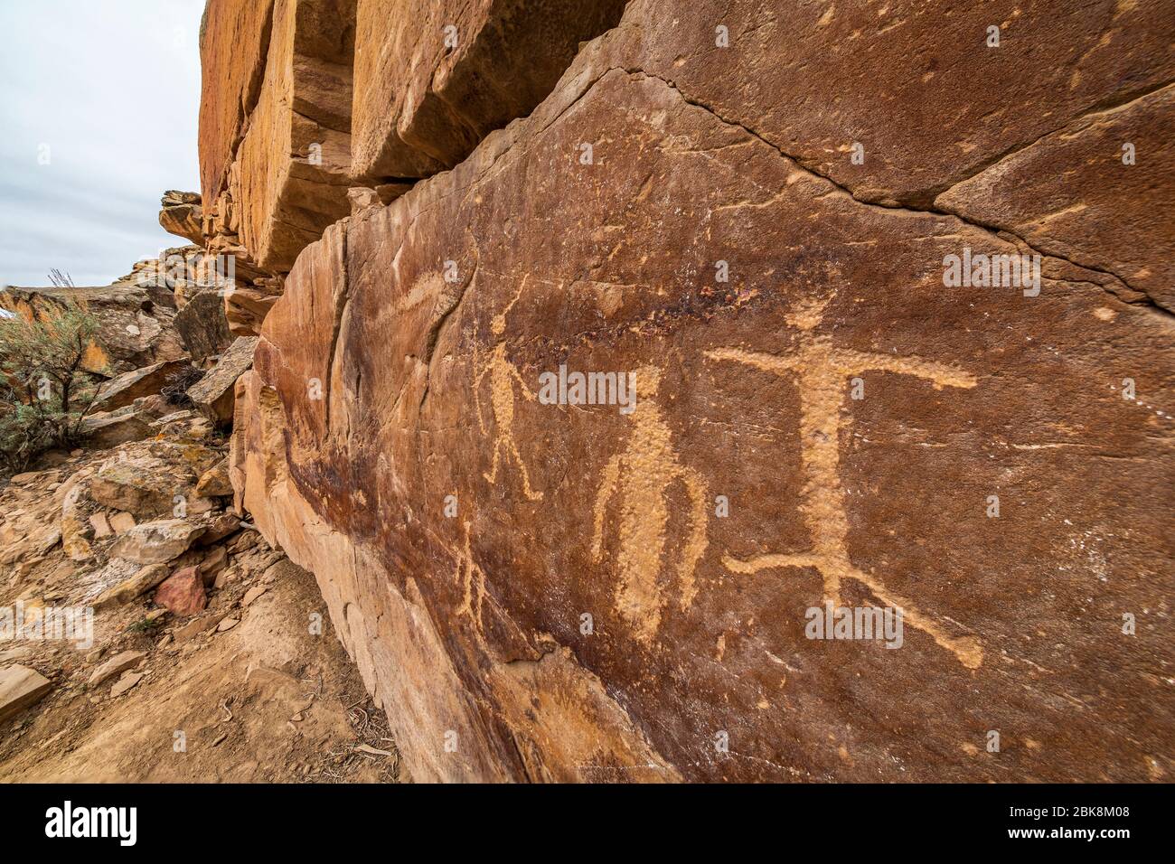 Petroglifi nel Canyon di Petroglyph al confine Montana/Wyoming Foto Stock