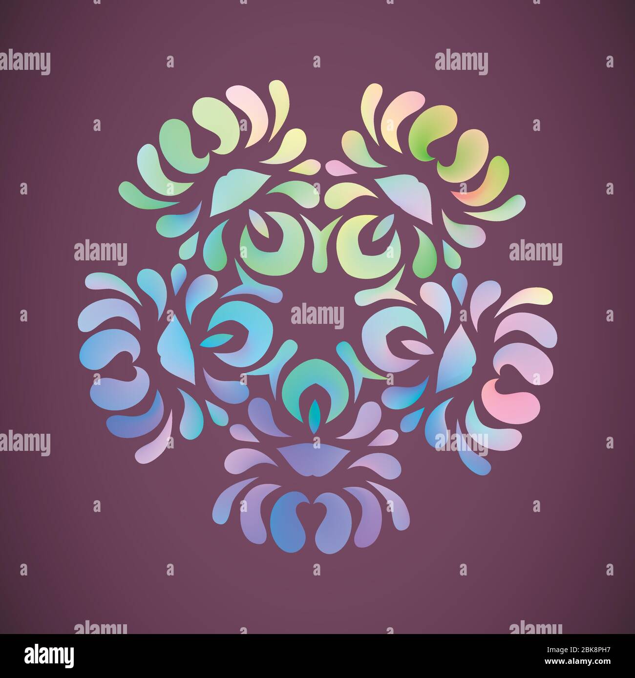 Mandala vettoriale a gradiente circolare arcobaleno. Fiori mandala zentangle art. Watercolor pastello mandala texture. Vettore mano disegnato arcobaleno doodle mandala Illustrazione Vettoriale