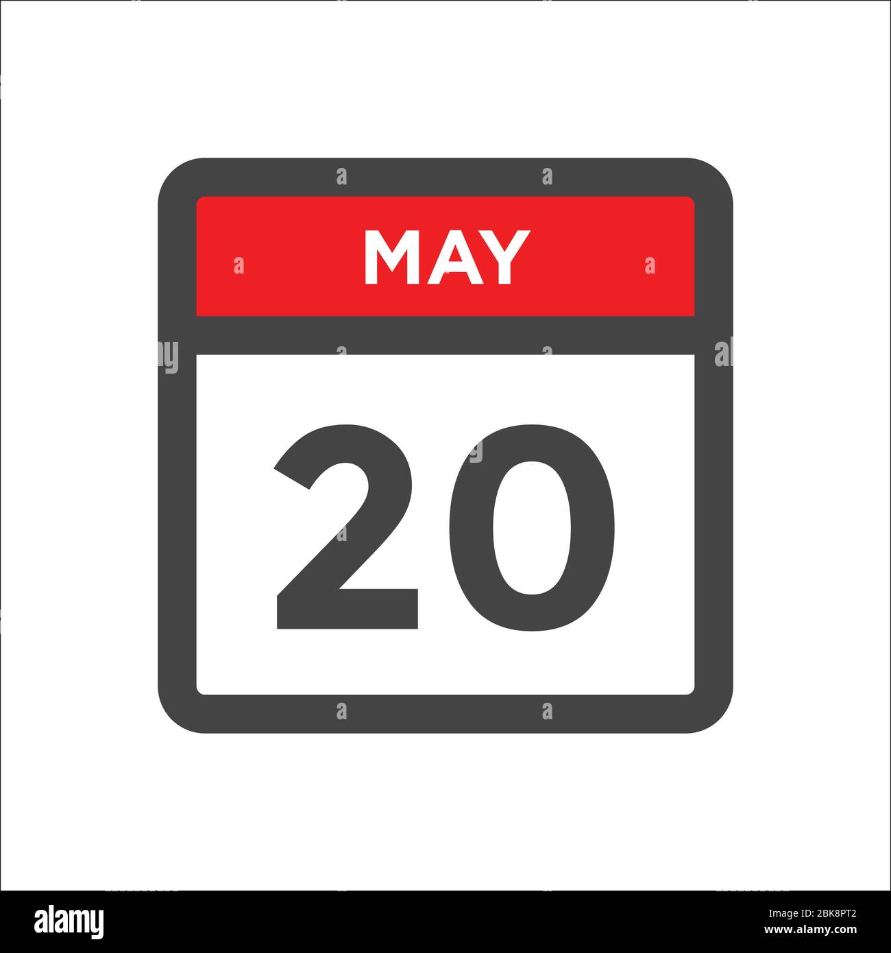Icona calendario maggio 20 - giorno del mese Illustrazione Vettoriale