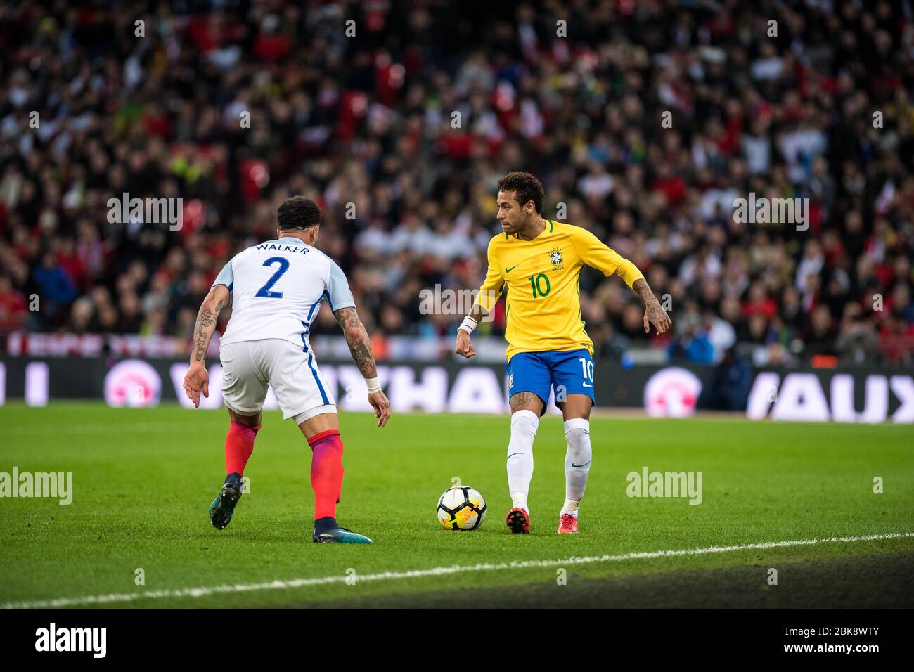 Nazionale del Brasile a Wembley in partita contro l'Inghilterra Foto Stock