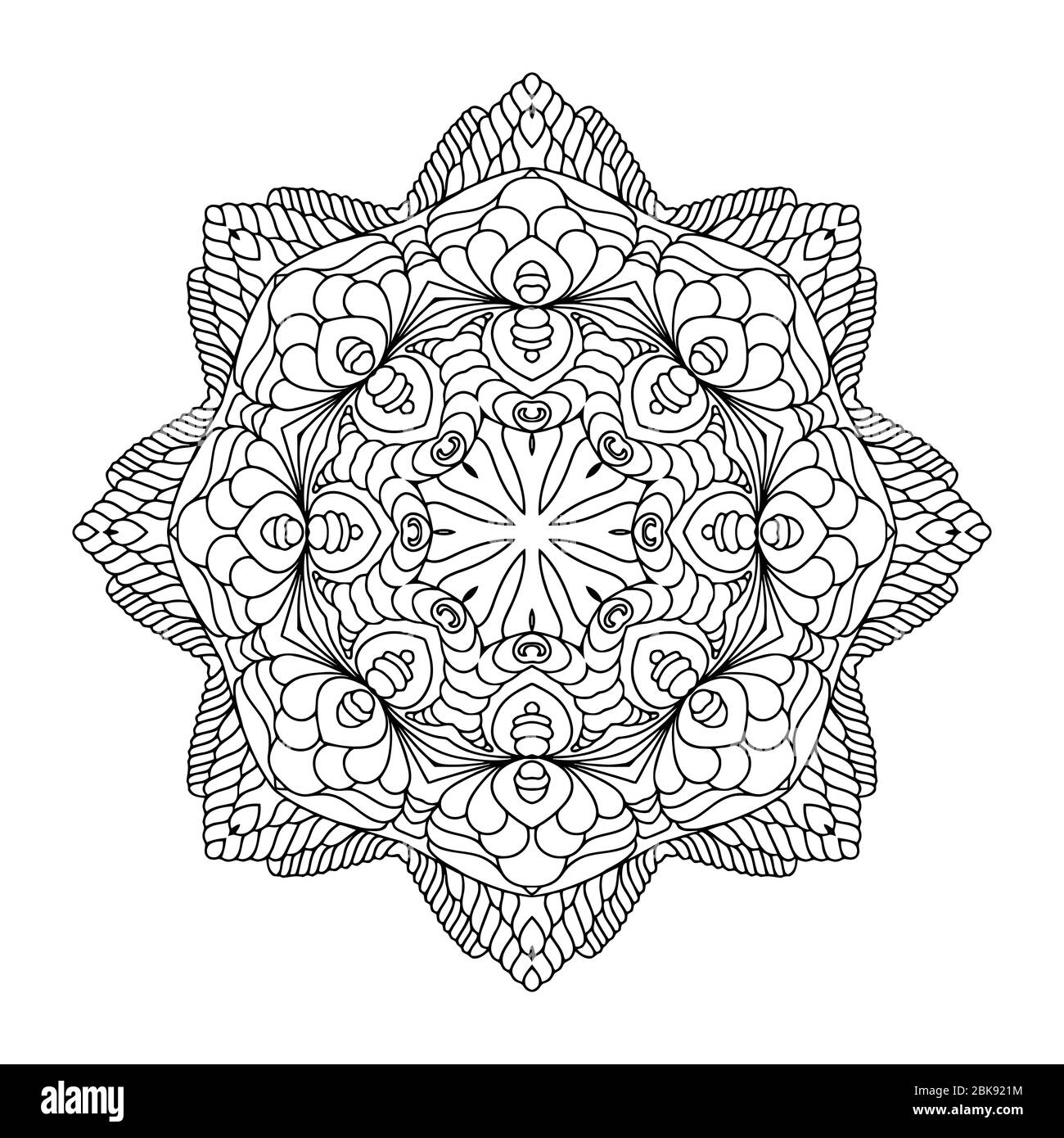 Mandala. Ornamento rotondo. . Disegno circolare di motivi tradizionali e antichi ornamenti orientali. Sfondo disegnato a mano. Illustrazione Vettoriale