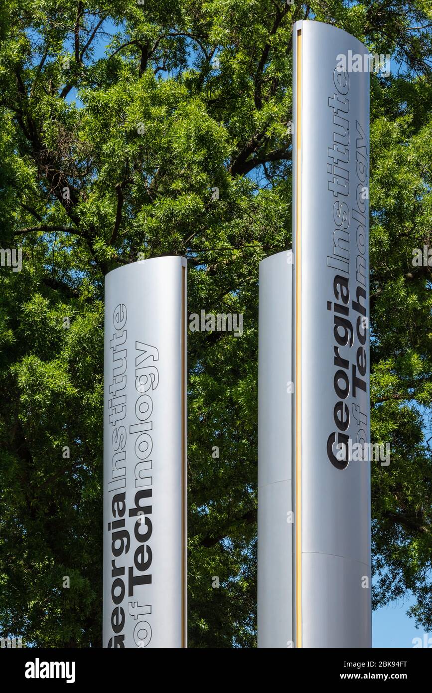 Segnaletica per il campus della Georgia Tech nel centro di Atlanta, Georgia. (STATI UNITI) Foto Stock
