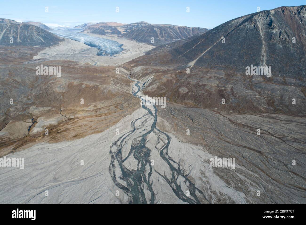 Ghiacciaio morente, Baffin Island, Canada Foto Stock