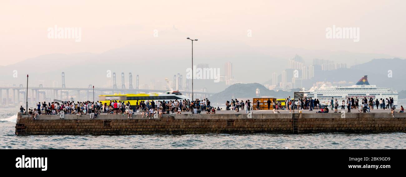 Il famoso molo di Instagram del quartiere Occidentale, Hong Kong, Cina. Foto Stock