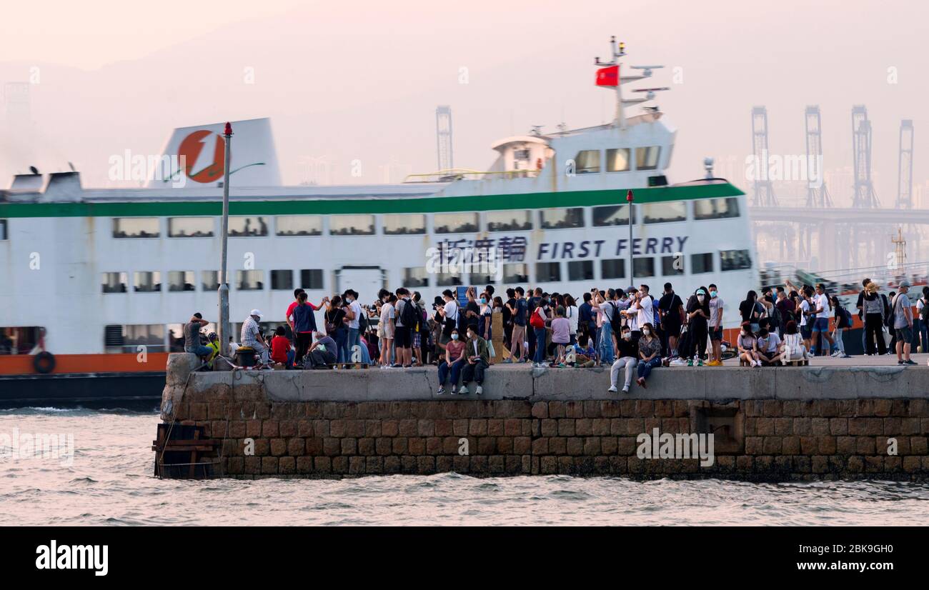 Il famoso molo di Instagram del quartiere Occidentale, Hong Kong, Cina. Foto Stock