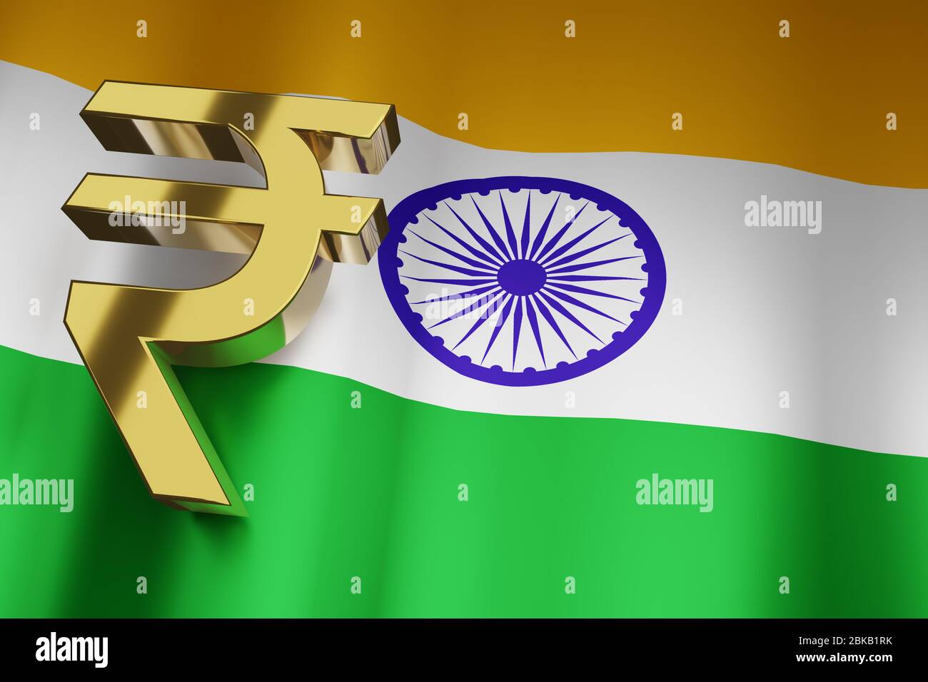 INR Indian Rupee India valuta Firma su India Bandiera nazionale per il business sfondo finanziario, rendering 3D. Foto Stock
