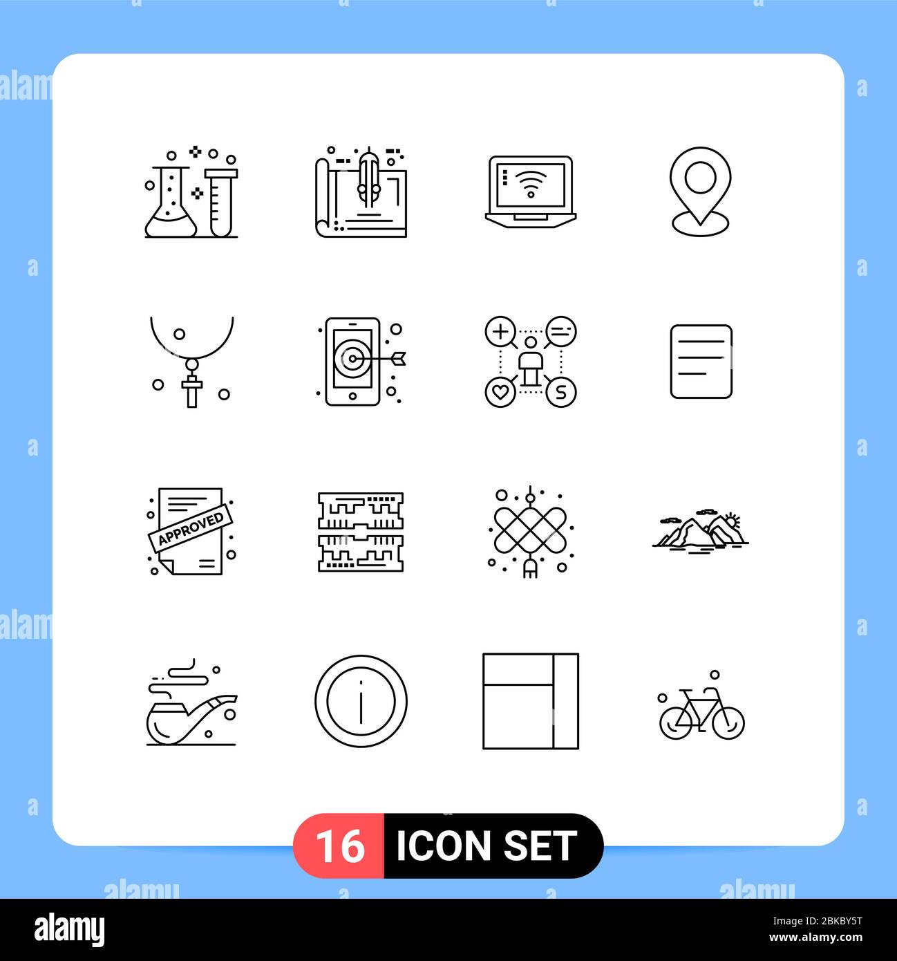 Simboli icone universali Gruppo di 16 moderni profili di pin, mappa, home, posizione, segnale elementi di progettazione vettoriale modificabile Illustrazione Vettoriale