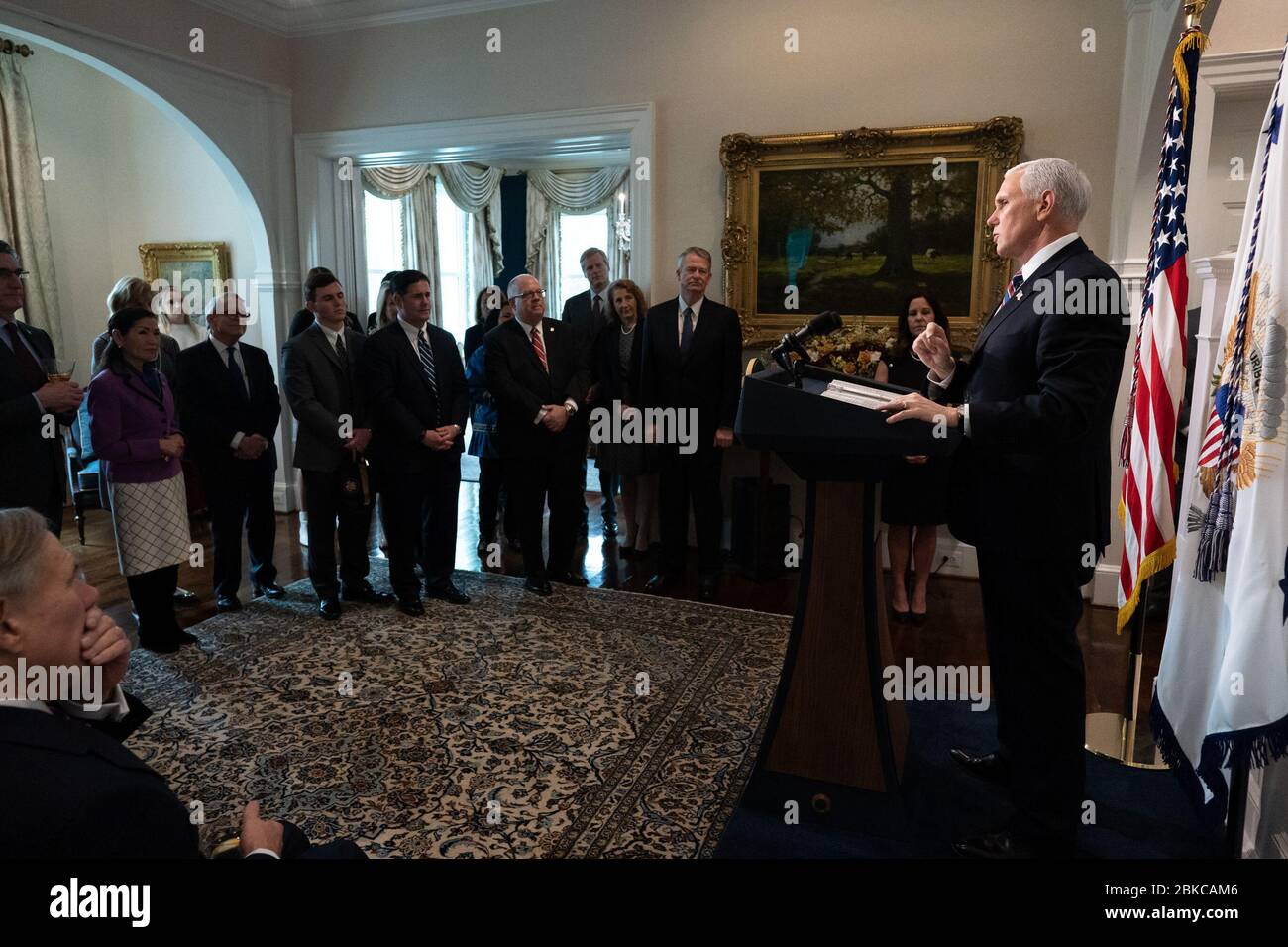 Il 7 febbraio 2020, il vicepresidente Mike Pence e la signora Pence hanno ospitato un pranzo per i governatori e altri ospiti presso la Vice President's Residence a Washington, D.C. Foto Stock