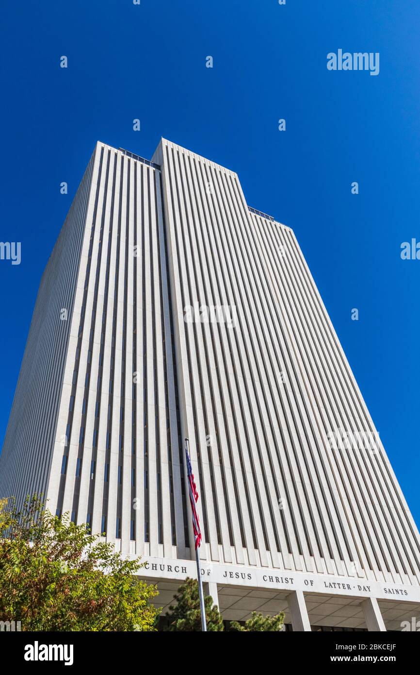 Edificio degli uffici LDS a Temple Square, Salt Lake City, Utah. Foto Stock