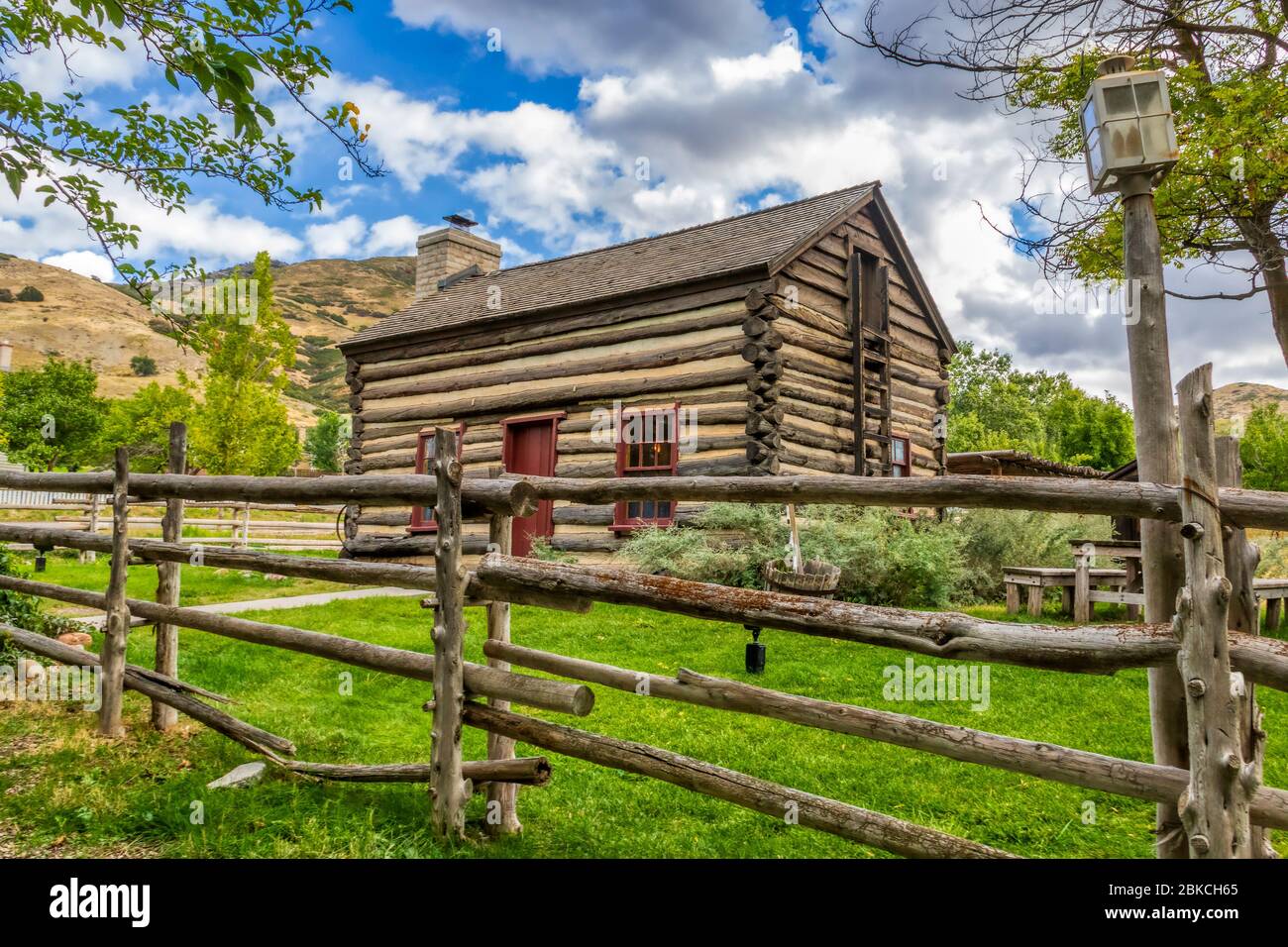 Pioneer Heritage state Park, un museo di storia vivente, a Salt Lake City, Utah. Foto Stock
