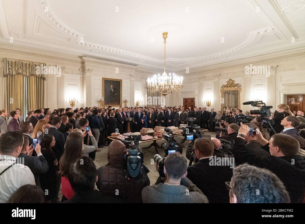 Il 4 marzo 2019, il presidente Trump ha accolto il North Dakota State Bison, 2018 FCS Division i Football National Champions, alla Casa Bianca per un pranzo nella State Dining Room. Foto Stock