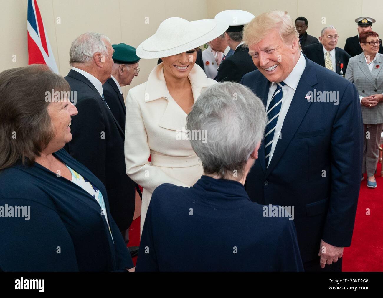 Il Presidente Donald J. Trump e First Lady Melania Trump si incontrano con i veterani del D-Day mercoledì 5 giugno 2019, al Southsea Common di Portsmouth, Inghilterra. Il Presidente e la First Lady nel Regno Unito Foto Stock