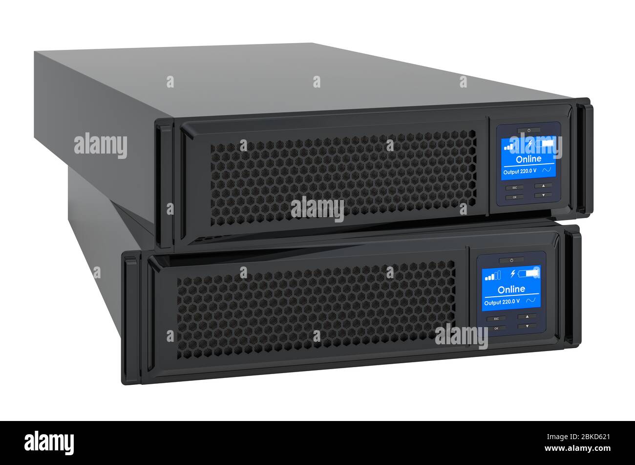 Server ups blade, rendering 3D isolato su sfondo bianco Foto Stock