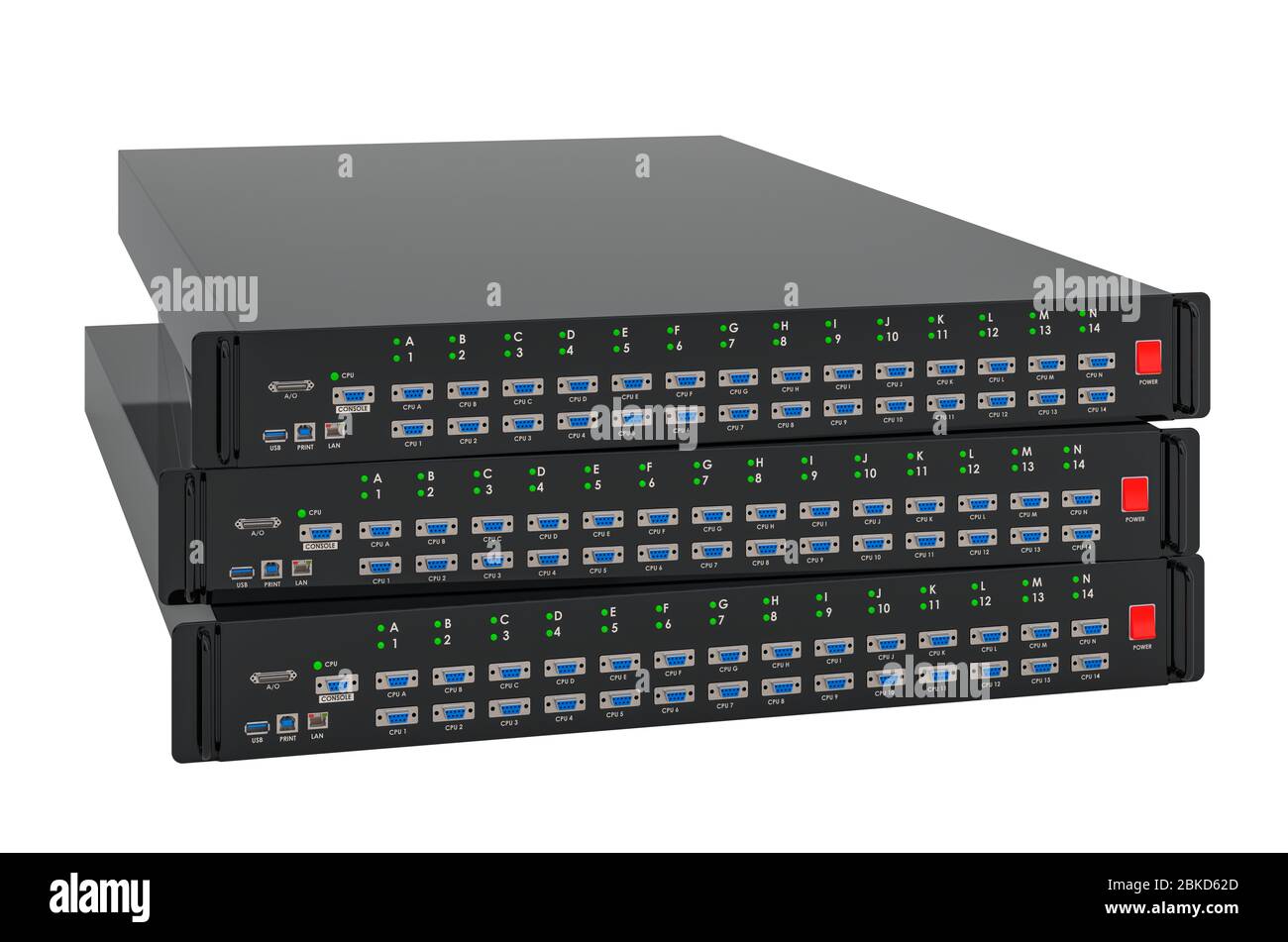 Blade switch KVM, rendering 3D isolato su sfondo bianco Foto Stock