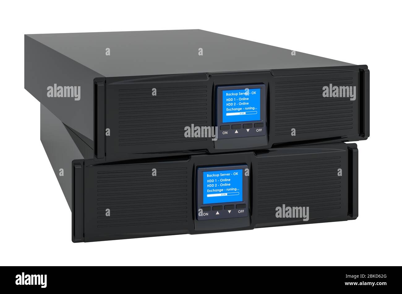 Blade server per computer, rendering 3D isolato su sfondo bianco Foto Stock