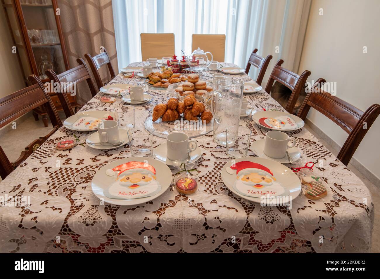 Decorazione di tavola di Natale per il brunch Foto Stock