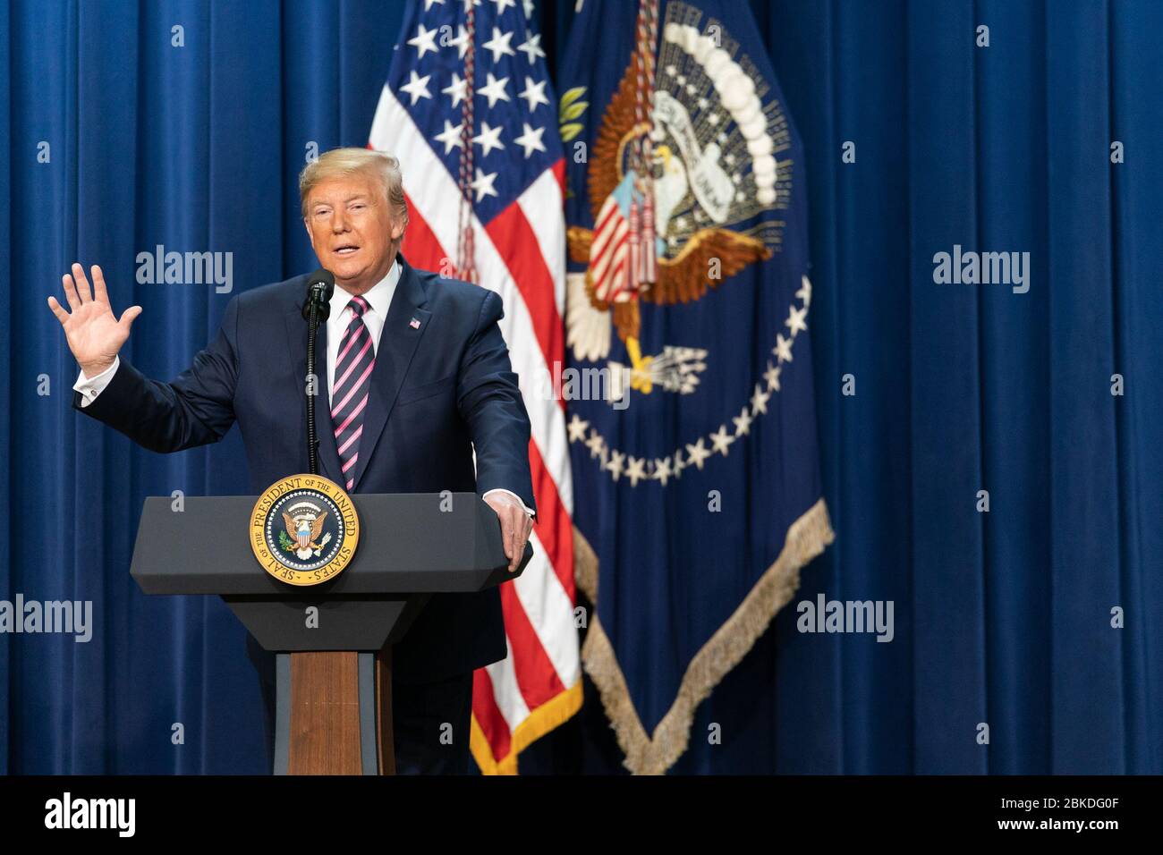 Il 19 dicembre 2019, il presidente Donald Trump ha parlato al Summit on Transforming Mental Health Treatment alla Casa Bianca, discutendo le riforme del sistema di assistenza sanitaria mentale negli Stati Uniti Foto Stock