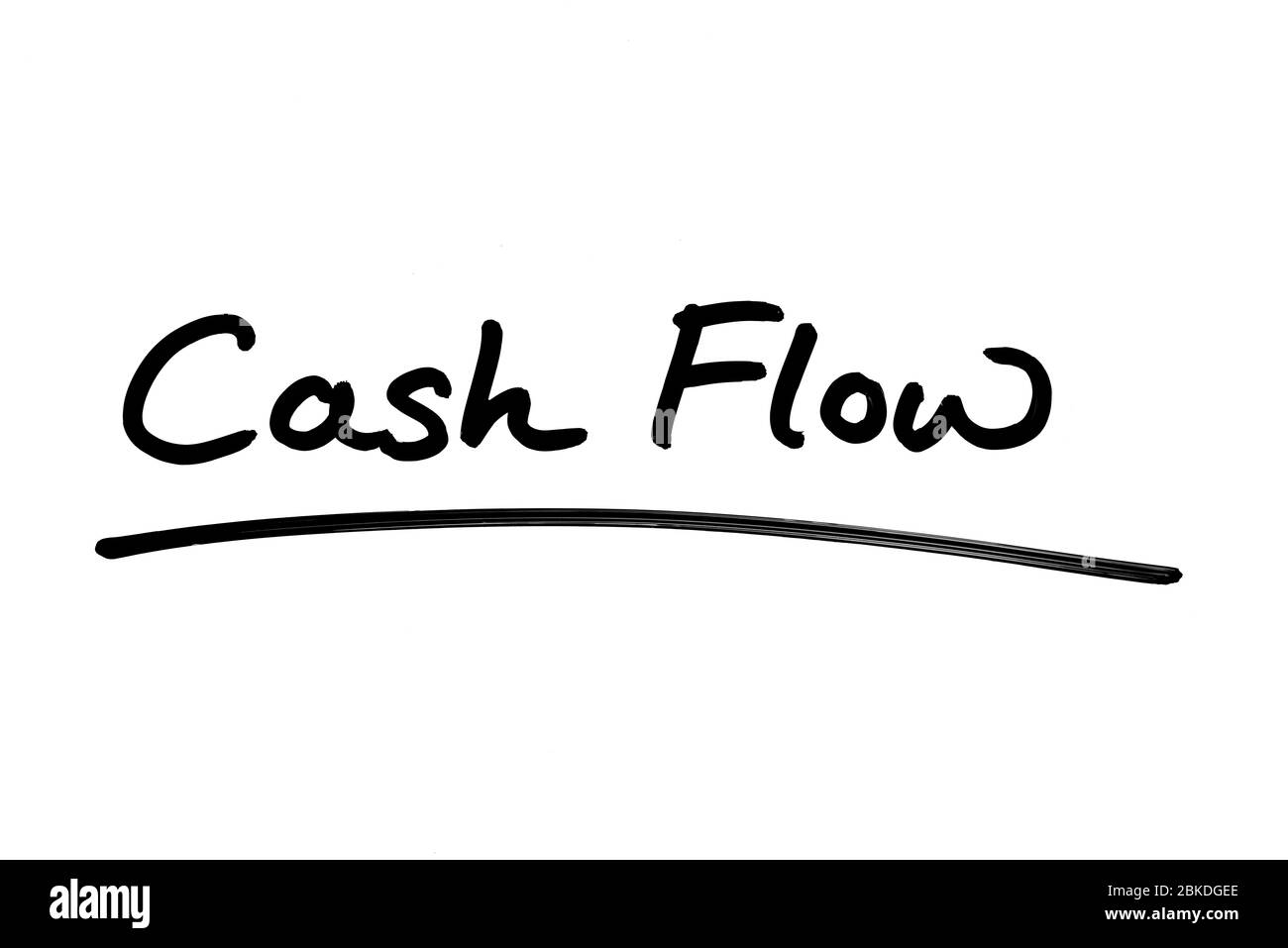 Cash Flow scritto a mano su sfondo bianco. Foto Stock