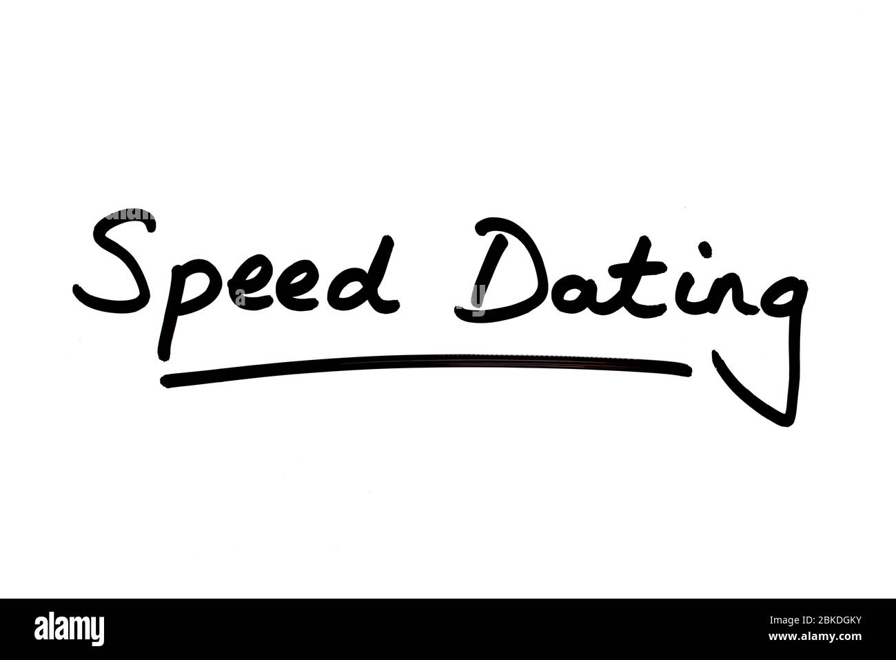 Speed Dating scritto a mano su sfondo bianco. Foto Stock