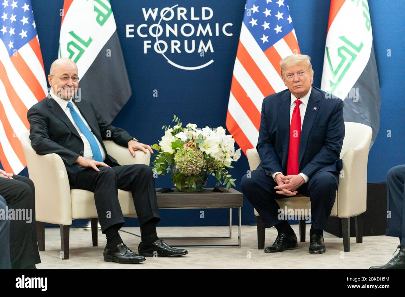 Il Presidente Donald J. Trump incontra il Presidente della Repubblica d'Iraq Barham Salih Mercoledì, 22 gennaio 2020, al Centro Congressi di Davos, Svizzera. Presidente Trump a Davos Foto Stock