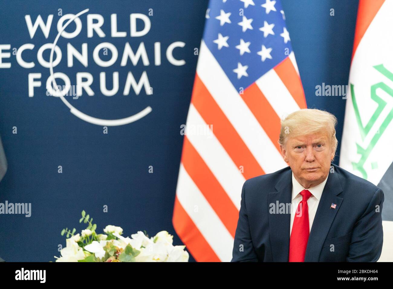 Il Presidente Donald J. Trump incontra il Presidente della Repubblica d'Iraq Barham Salih Mercoledì, 22 gennaio 2020, al Centro Congressi di Davos, Svizzera. Presidente Trump a Davos Foto Stock