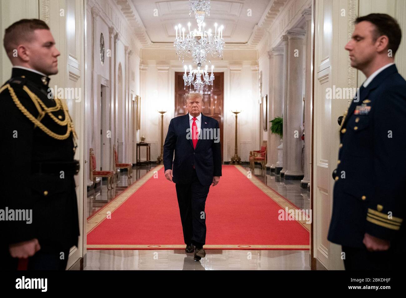 Il 24 gennaio 2020, il presidente Donald Trump si è rivolto all'incontro annuale della National League of Cities nella East Room della Casa Bianca, dove ha parlato degli sforzi per trasformare e migliorare le comunità americane. Foto Stock