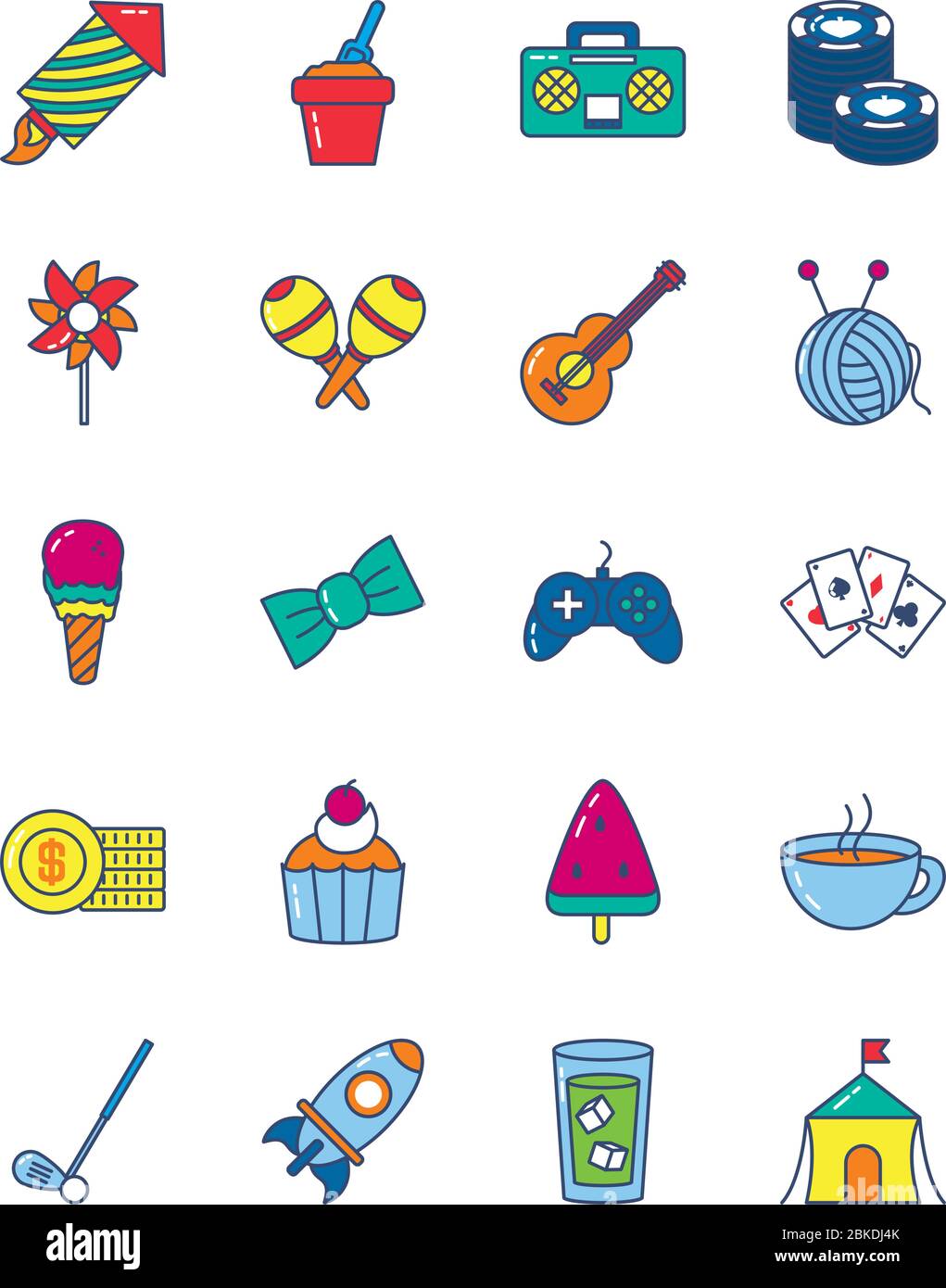 icona di chitarra e gioco su sfondo bianco, stile linea e riempimento, illustrazione vettoriale Illustrazione Vettoriale