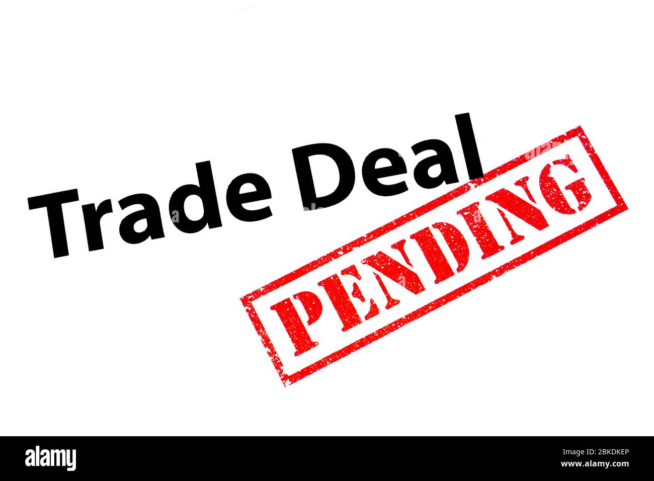 Titolo di un contratto commerciale con un timbro rosso in gomma PENDENTE. Foto Stock
